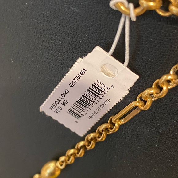 Kendra Scott Freida Vintage Gold Long Pendant Necklace Burnt Sienna Howlite NWT - Picture 3 of 6